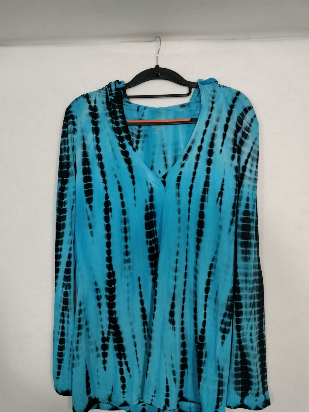 Balance Collection Turquoise and Black Tie-Dye Hooded Coverup